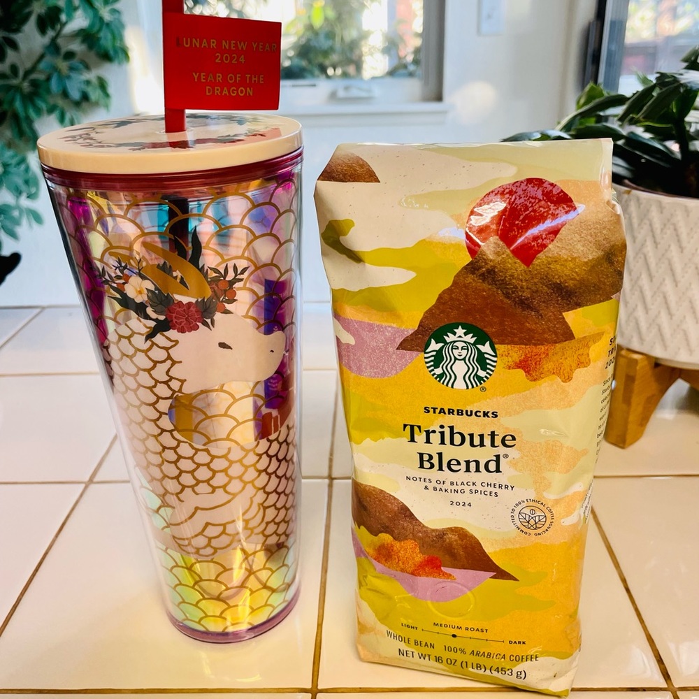 2024 Lunar New Year of the Dragon Starbucks 24oz Tumbler + FREE Bag of Coffee